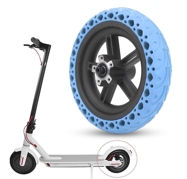 Blue solid honeycomb rear wheel hub with drive axle, compatible with Xiaomi M365 Pro