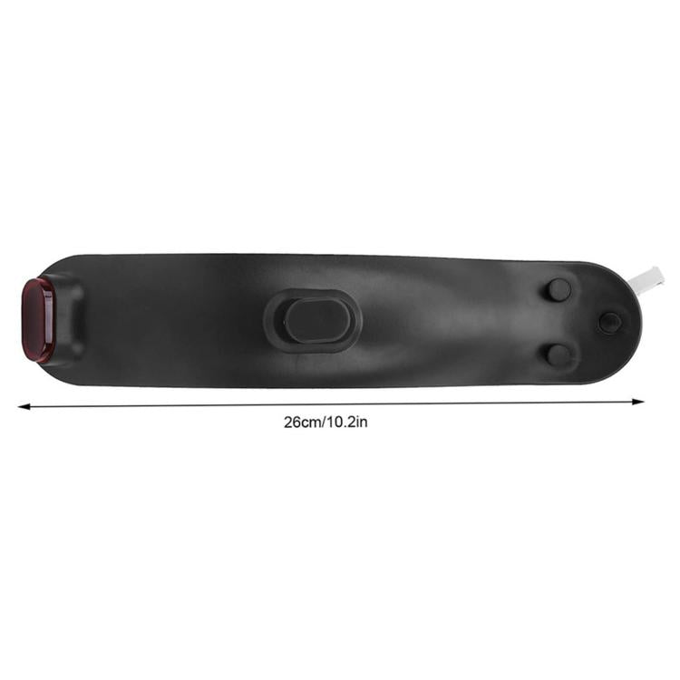 Black rear fender profile with mounting bar and red rear light lens