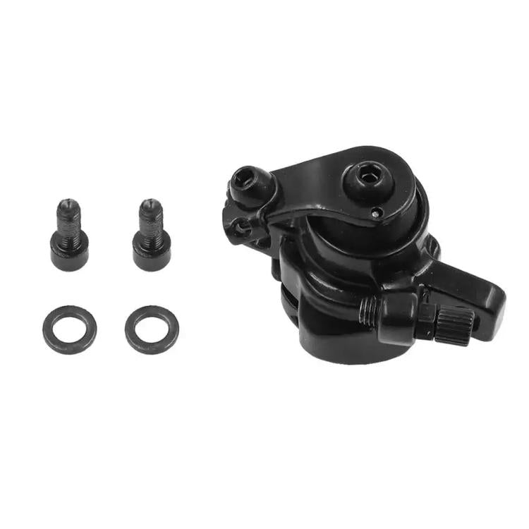 Black disc brake caliper assembly with mounting bolts and washers