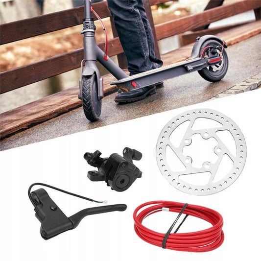 Disc brake conversion kit: 120mm 5-bolt rotor, caliper, red brake cable, lever