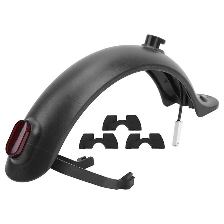 Black rear mudguard with integrated red tail light and included mounting bracket