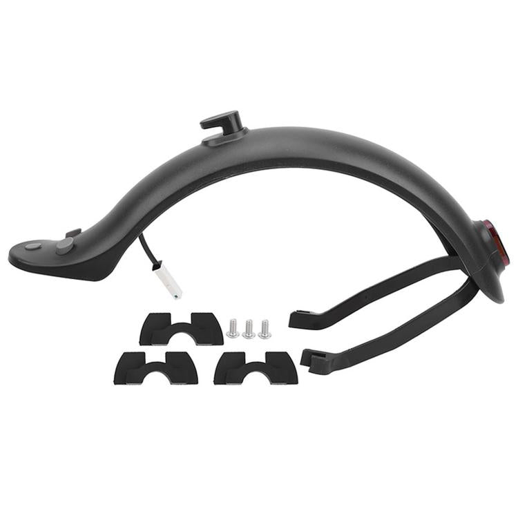 Rear mudguard with red tail light mount and installation bracket parts shown