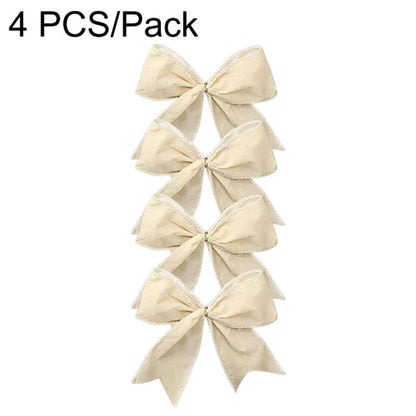 4 PCS/Pack Christmas Fabric Bow Ornaments For Christmas Tree & Wreath Decoration