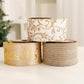 Set of Christmas ribbon rolls: gold filigree, gold “HRS CHRISTMAS”, and striped bands