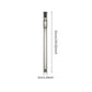 Measured stainless steel vacuum extension wand with black plastic collar at one end