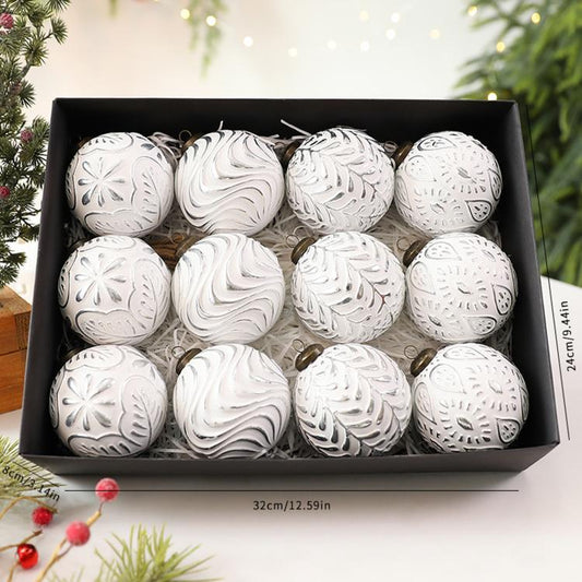 12 PCS/Pack 8cm Vintage Christmas Ball Ornaments For Christmas Tree Decoration