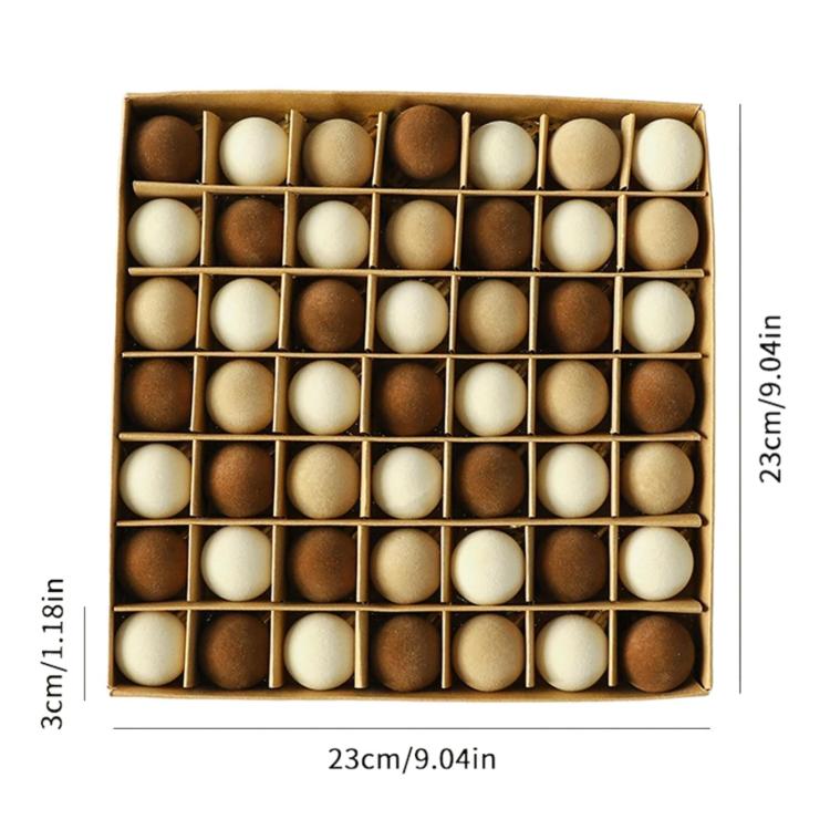 Flocked Christmas tree ball ornament set in box, coffee and cream balls with dark brown tones