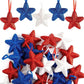 Mixed red, white, and blue glitter five-pointed star hanging ornaments with strings
