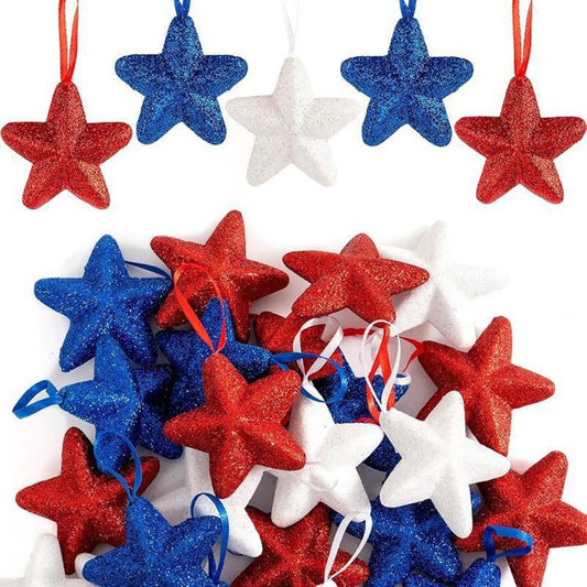 For US Independence Day Five-Pointed Star Decorations Five-Pointed Star Hanging Ornaments, 24 in 1, 36 in 1