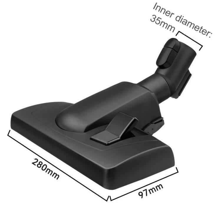 Black vacuum floor brush head with 280mm width and 97mm depth, 35mm inner diameter.