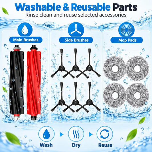 Replacement For Roborock Qrevo Slim & Qrevo Master Robot Vacuum, 24 In 1 Kit, Main Brush, Side Brush, Filter, Dust Bag, Mop Pad