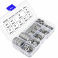 Stainless steel flat washers assortment kit in clear organizer case with blue latch