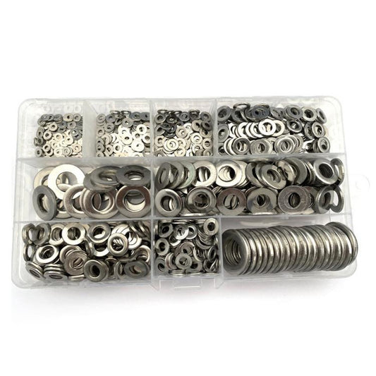 304 Stainless Steel Flat Washers Set M2-M12 Metric Sealing Gaskets Assortment Kit, 1240 PCS/Box