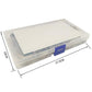 Clear plastic storage box with blue latch for flat washer assortment kit