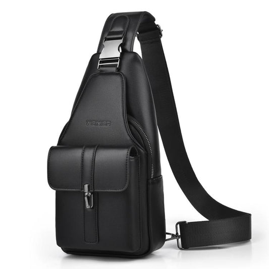 WEIXIER X493 Men PU Leather Sling Bag Waterproof Casual Crossbody Chest Daypack