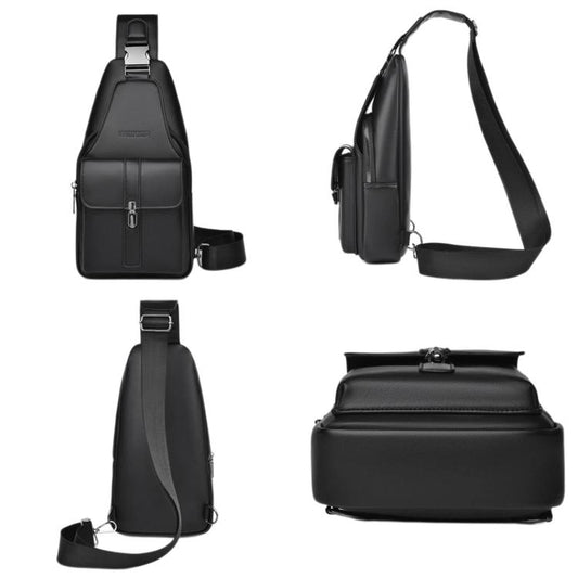 WEIXIER X493 Men PU Leather Sling Bag Waterproof Casual Crossbody Chest Daypack