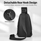 Men’s black PU sling bag with detachable rear hook and adjustable shoulder strap