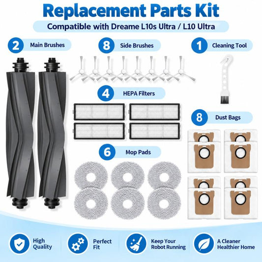 Replacement For Dreame L10s Ultra / L10 Ultra Vacuum Cleaner, 28 In 1 Kit, Roller Brush, Filter, Side Brush, Dust Bag, Mop Pad