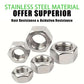 Stainless steel metric hex nuts, polished hex nuts with visible internal threading