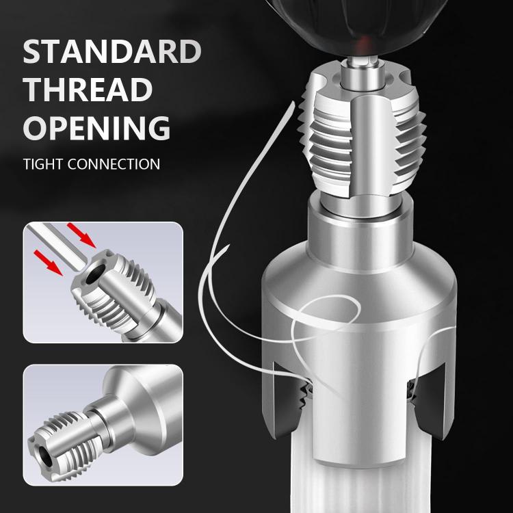 Pipe threader tool with threaded opener bit mounted on a metal fitting body