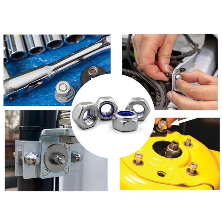 304 stainless steel nylon insert hex lock nuts for secure mounting, being installed