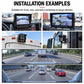 Mounted infrared reversing camera with screen showing road lane view inside vehicle