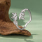 S925 Sterling Silver Natural Agate Leaf Open Ring, BSR776-E