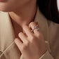 S925 Sterling Silver Natural Agate Leaf Open Ring, BSR776-E