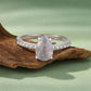 Sterling silver ring with teardrop center stone and pavé-set band