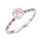 Pink cherry blossom centerpiece ring with sparkling zircon accents along the band
