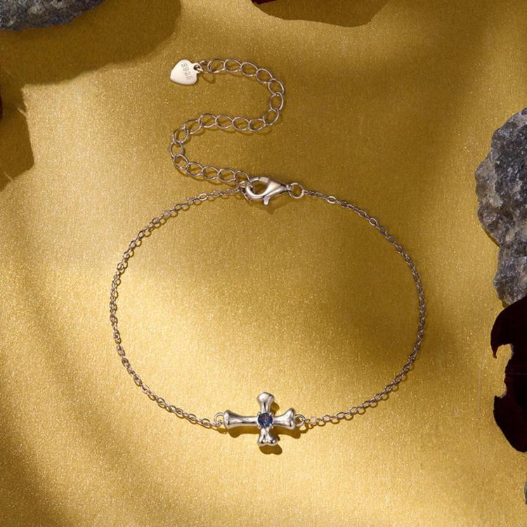 S925 Sterling Silver Cross Guardian Bracelet, SCB323