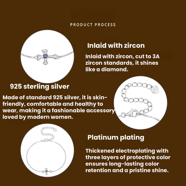 S925 Sterling Silver Cross Guardian Bracelet, SCB323