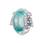 Aqua glitter dome Christmas charm bead with silver sparkle and small gems