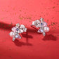 Sterling silver Christmas tree stud earrings with multi-color gems and pearl centerpiece
