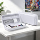 White hard EVA zippered travel case with mesh pocket and molded interior foam insert