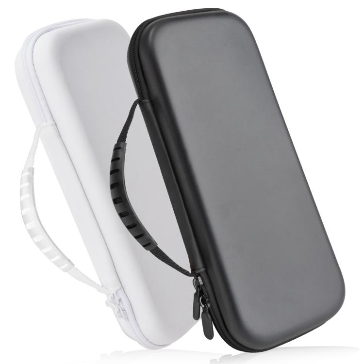 Black hard EVA zippered case with carry handle, molded shell, and protective interior lining