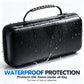 Black hard EVA waterproof travel case with carry handle and sealed shell exterior