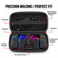 Hard EVA case interior with mesh cable pocket, dual zippers, and secure retention strap