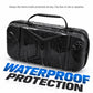 Black hard EVA carrying case with textured outer and dual zipper closure