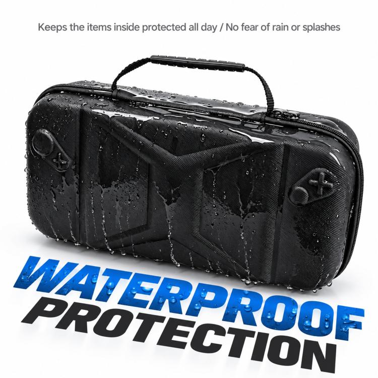 Black hard EVA carrying case with textured outer and dual zipper closure