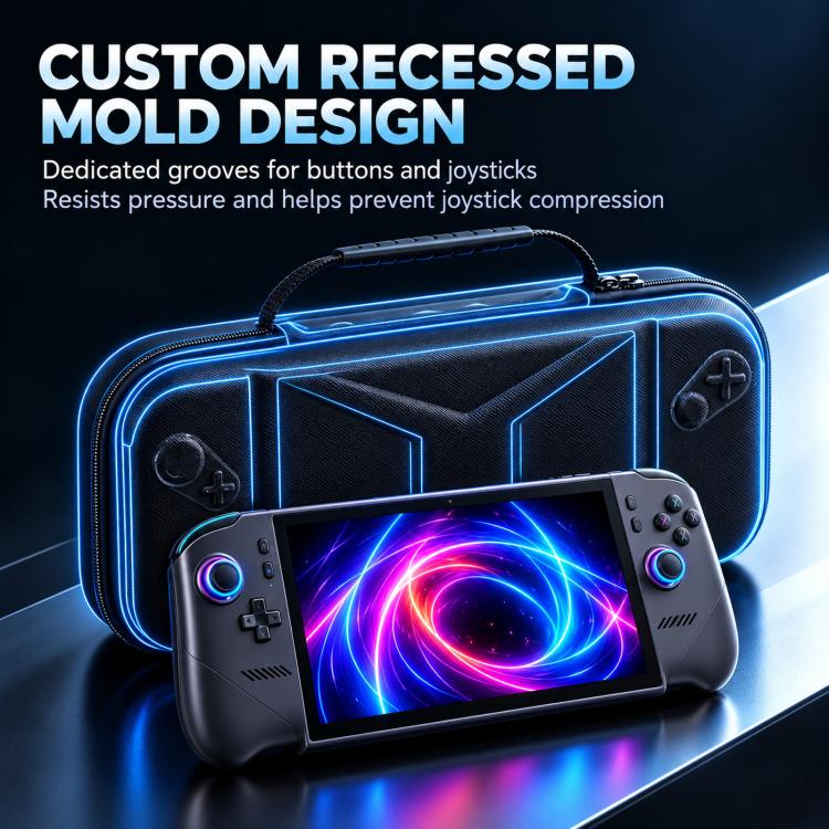 Black hard EVA case with custom recessed mold for buttons and joysticks