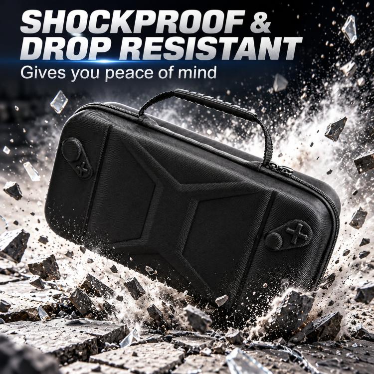 Black hard EVA case with protective molded panels and secure zipper closure