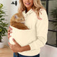 Fleece-lined hooded sweatshirt with pet-carry pocket, apricot