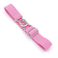Pink elastic braided children’s belt with silver buckle and clasp rings