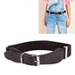Kids black adjustable elastic belt with square pin buckle and padded leather center