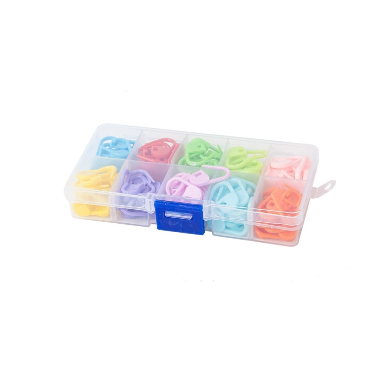Clear storage box of multicolor plastic pin mark clips, 120-piece set