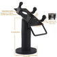 Black adjustable-width POS bracket stand with tilting clamp arms and round base