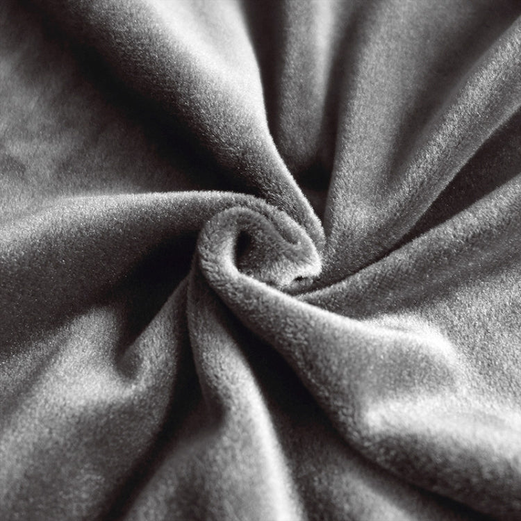 Grey plush sofa cover fabric close-up, soft thick pile with smooth folded texture