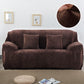 Brown plush sofa slipcover, thick elastic fitted cover with seat and back cushions