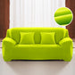Green plush sofa slipcover with elastic fit, thick velvety texture